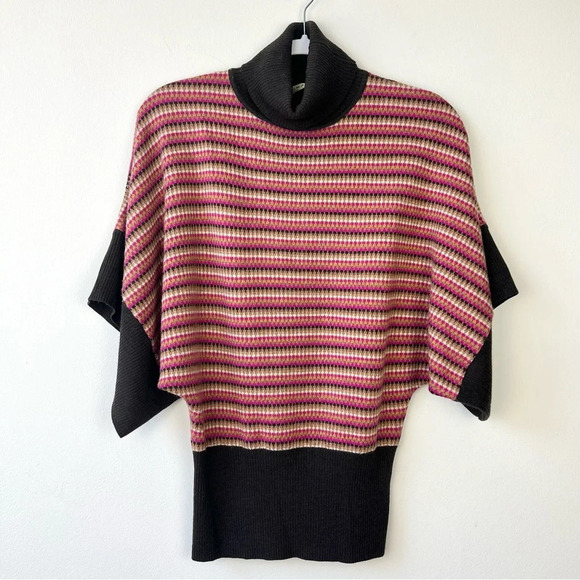Trina Turk Merino Wool Dolman Sleeve Striped Turtleneck Sweater - Picture 1 of 8